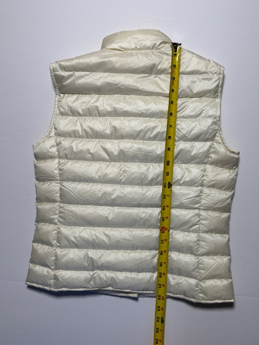 MONCLER Longue Saison Ivory Cream Quilted Down Vest Snap Closure Lightweight 2/M - Picture 15 of 16